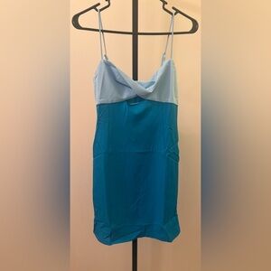 Papermoon New With Tags light blue and vibrant teal/sapphire Blue body dress